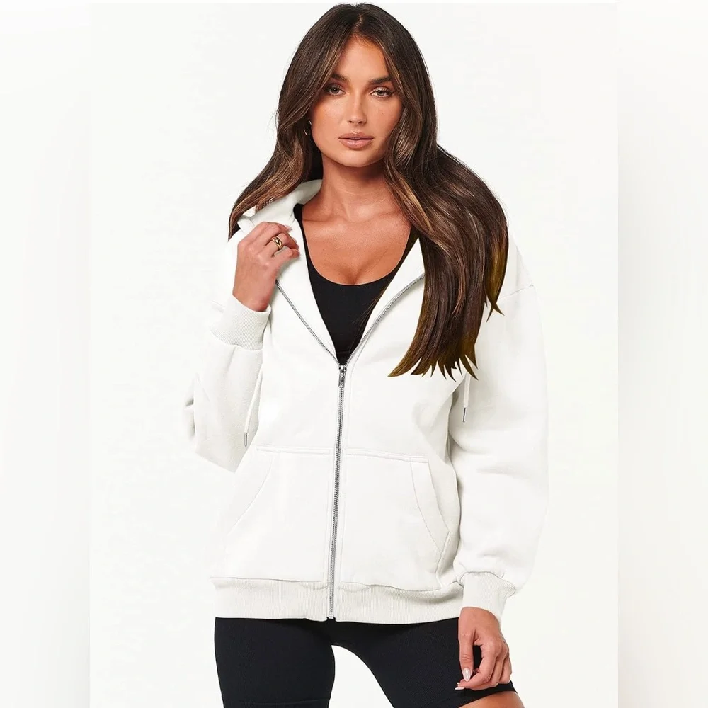 ANRABESS Women's Oversized Zip Up Hoodie Y2K Casual Drawstring Jacket NW… - Picture 4 of 10